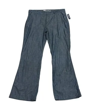 Old Navy Sweetheart Chambray Pant NEW Mid Rise Straight Leg 100% Cotton Size 14 thumbnail 1