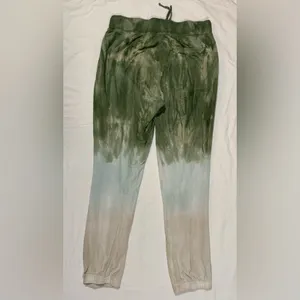Young, Fabulous, & Broke Green and Cream Ombre Tie Dye Joggers Sweatpants Medium thumbnail 3