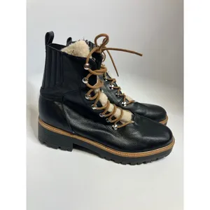 Nine West Ivani black lace up combat boots women's size‎ 11 faux leather trendy thumbnail 2