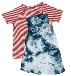 American Eagle Soft & Sexy Top Bundle Striped Tee Tie Dye Tank Red Blue Womens M thumbnail 1