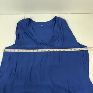 Free People Small Tank Top Pleated Back Boho V-Neck Oversized Royal Blue thumbnail 15