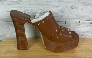Michael Kors Jagger Studded Leather Platform Sandal Brown Size 9 thumbnail 2