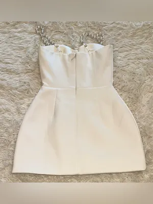 NEW NADINE MERABI Sia Crepe Tulip Cocktail White Minidress Sz 6 thumbnail 6