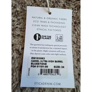 Etica Cassel Ultra High Barrel Jeans Women's Size‎ 24 BlueStone Wash Denim thumbnail 6