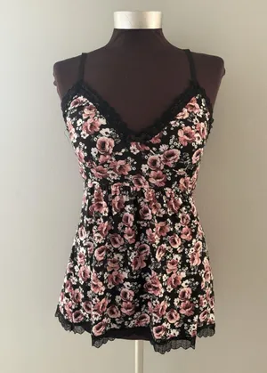 Marilyn Monroe Babydoll Top Large Floral Fairy Y2K Lace Cami Coquette Feminine thumbnail 1