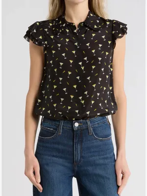 NWT- Alice and Olivia Ruffle Silk Blouse Size S thumbnail 2
