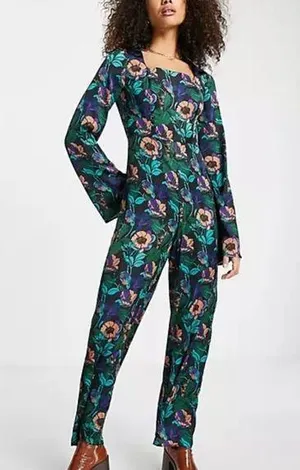 Topshop 70s print jumpsuit nwot size 12 thumbnail 1