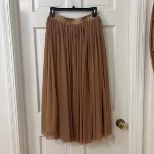 Romantic Mesh Pull On Midi Skirt S Mocha Boho New Balletcore Fairy Whimsical thumbnail 3