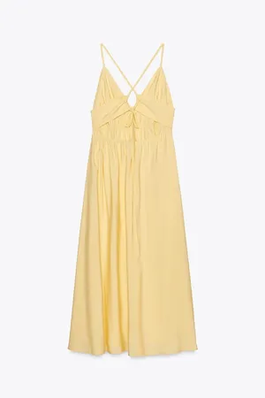 Zara Butter Yellow Bohemian Halter Cotton Maxi Dress thumbnail 5