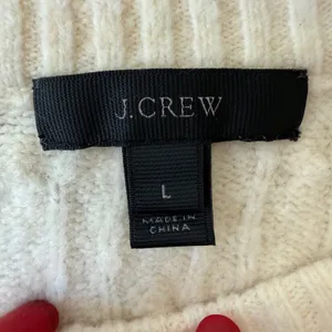 J.Crew Womens Soft Girl Wool Blend Sweater L Cream Cable Knit Side Button Preppy thumbnail 2