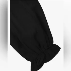 NEW Black long Sleeve Blouse Career Mock Neck Ruffle Top M thumbnail 7