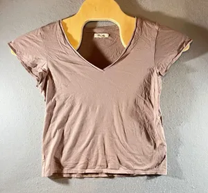 806 | Madewell Soft V-Neck‎ Pink Lyocell Cotton Casual Minimalist Women Medium thumbnail 1