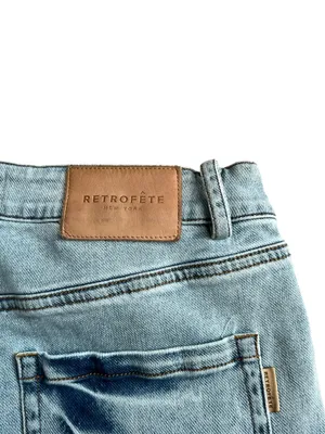Retrofete Women’s Giselli Low Rise Ruched Wide Leg Jeans Vintage Celeste Wash 27 thumbnail 8