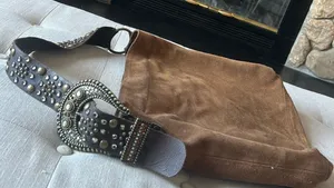 Leatherock USA Brown Western Suede Studded Slouchy Shoulder Purse thumbnail 1