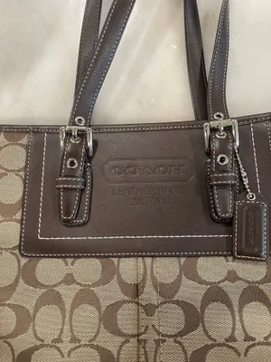 Coach Signature Shoulder Satchel Tote Bag Brown thumbnail 4