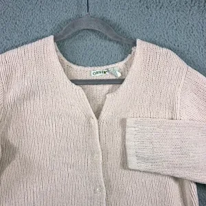 ORVIS Cardigan Sweater L Pink Button Up Grandma Craft Grunge Outdoor Chore Flaw thumbnail 2