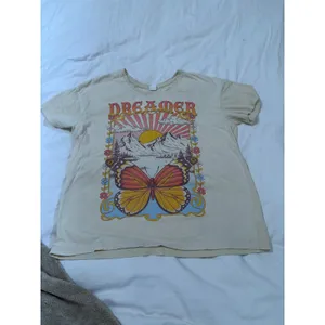 La Luna Dreamer Butterfly Graphic Tee Cream XL Boho 70s Retro Cottagecore thumbnail 2