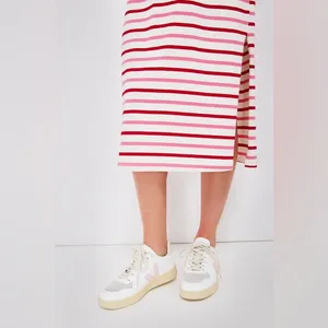 Tuckernuck Pomander Place Gio Stripe Short Sleeve Long Maxi Dress Red Pink Small S thumbnail 4