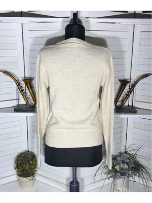 Vintage 90s sweater light beige preppy lightweight granola girl USA academia S thumbnail 4
