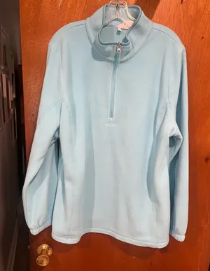 Lane Bryant Light Blue Quarter-Zip Fleece Pullover thumbnail 1