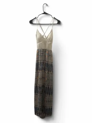 Rue 21 Bohemian Lace-Top Maxi Dress in White and Navy thumbnail 2