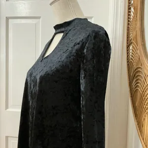 Black Velvet Choker Collar Dress M Keyhole Grunge Y2K Gothic Festival Witchy thumbnail 4