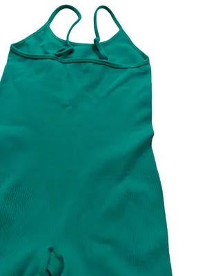 Amazon Brands Green Ribbed Racerback Romper Fitted Adjustable Small Women's thumbnail 10