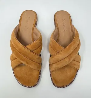 Madewell The Skyler Slide Womens Sandals Brown Suede Slip On Flat Puffy US 6.5 thumbnail 1