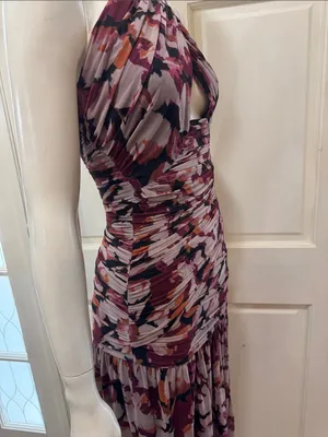 Nicholas Micaela Halter Neck Purple Floral Gown size XSMALL A1 thumbnail 10