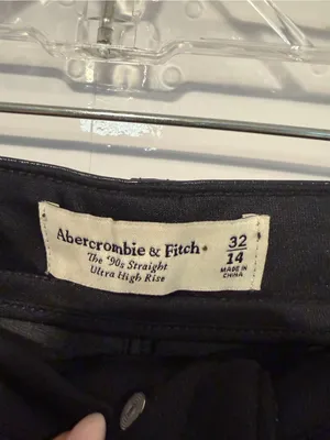 Black Shiny‎ Faux Leather Abercrombie and Fitch Straight-Leg Pants thumbnail 2