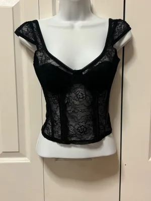 Edikted Rita Lace Corset Top in black small thumbnail 2