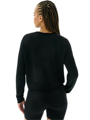 Splits59 Brooks Fleece Long Sleeve Sweatshirt Women's XS Black Active Lounge NWT thumbnail 4