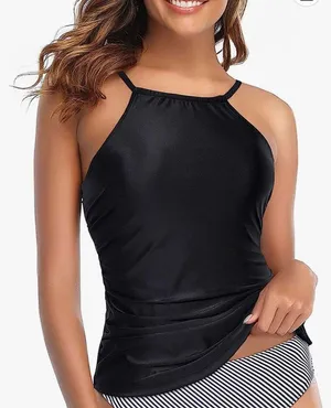 Tempt Me Women Tankini Set High Neck Bathing Suit Set Tummy Control Swimsuit Top Ruched thumbnail 5