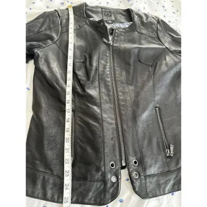 Odyn Women's Black Vegan Leather Moto Jacket. Quilted. Metal Accents. Zipper thumbnail 4