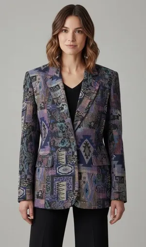 Vintage “Attitude” Women's Multicolor Southwest Patterned Blazer thumbnail 1