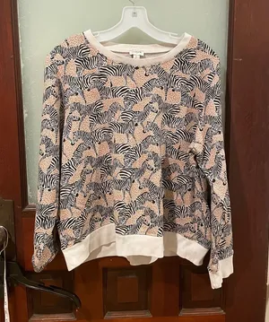 J. Crew Cream and Black Zebra-Print Crewneck Sweatshirt thumbnail 1