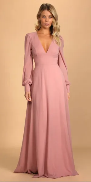 Lulus Talk About Divine Blush Long Sleeve Backless Maxi Dress Pink Size XS thumbnail 1