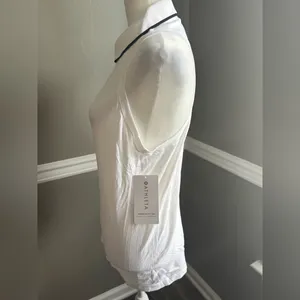 NWT ATHLETA Momentum Polo Tank top 1/4 Zip Neck White size‎ Small thumbnail 5