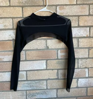 Cropped Mesh Shirt Black Size M thumbnail 2