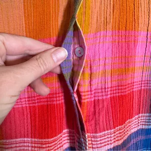 Soft Surroundings Pink Blue Plaid Button Down Shirt Womens L Casual Fall Flannel thumbnail 8