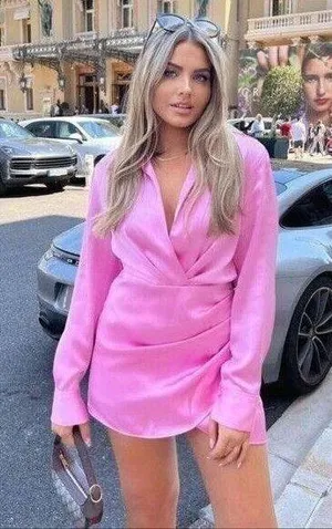 mini dress satin effect drapped long sleeve pink party wedding coctail thumbnail 1