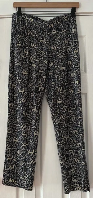 Kappahl Navy Cream Animal Print Pajama Pants Cotton Elastane Small‎ Swedish EUC thumbnail 1