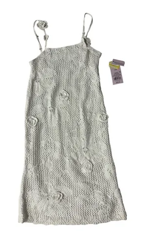 wild fable White Crochet Slip Dress with Floral Appliqués thumbnail 1