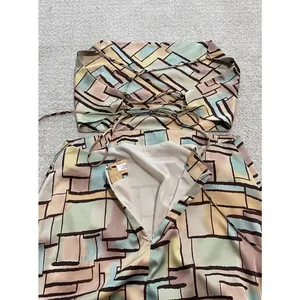 12th Tribe Geometric Strappy Midi Dress Multicolor Sweetheart Size L thumbnail 13