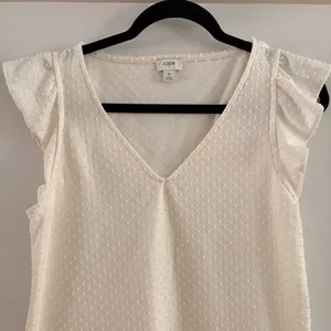 J. Crew Cream Textured V-Neck Tank Top thumbnail 2