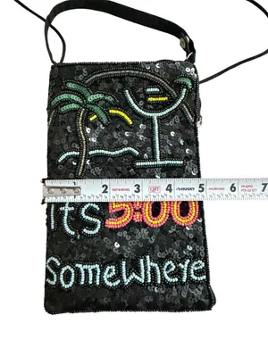 ITS 5 O’CLOCK SOMEWHERE Beaded Mini Crossbody Bag Black thumbnail 7