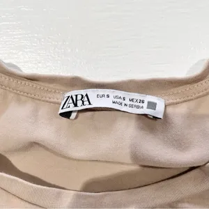 ZARA Cropped Tank Top Sleeveless Crewneck Crop Top Beige Size Small thumbnail 14