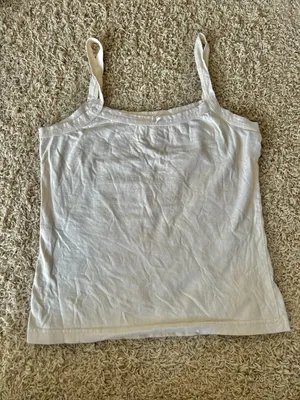 Vintage y2k Fairy Butterfly Embellished Cream Cotton Tank Top thumbnail 4