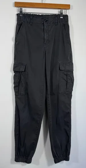 American Eagle Women’s Black Stretch Cargo Jogger Pants Size 4 Utility thumbnail 1