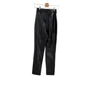 White Fox Crinkle Patent Straight Leg Pants High Rise Black Size XS‎ thumbnail 5